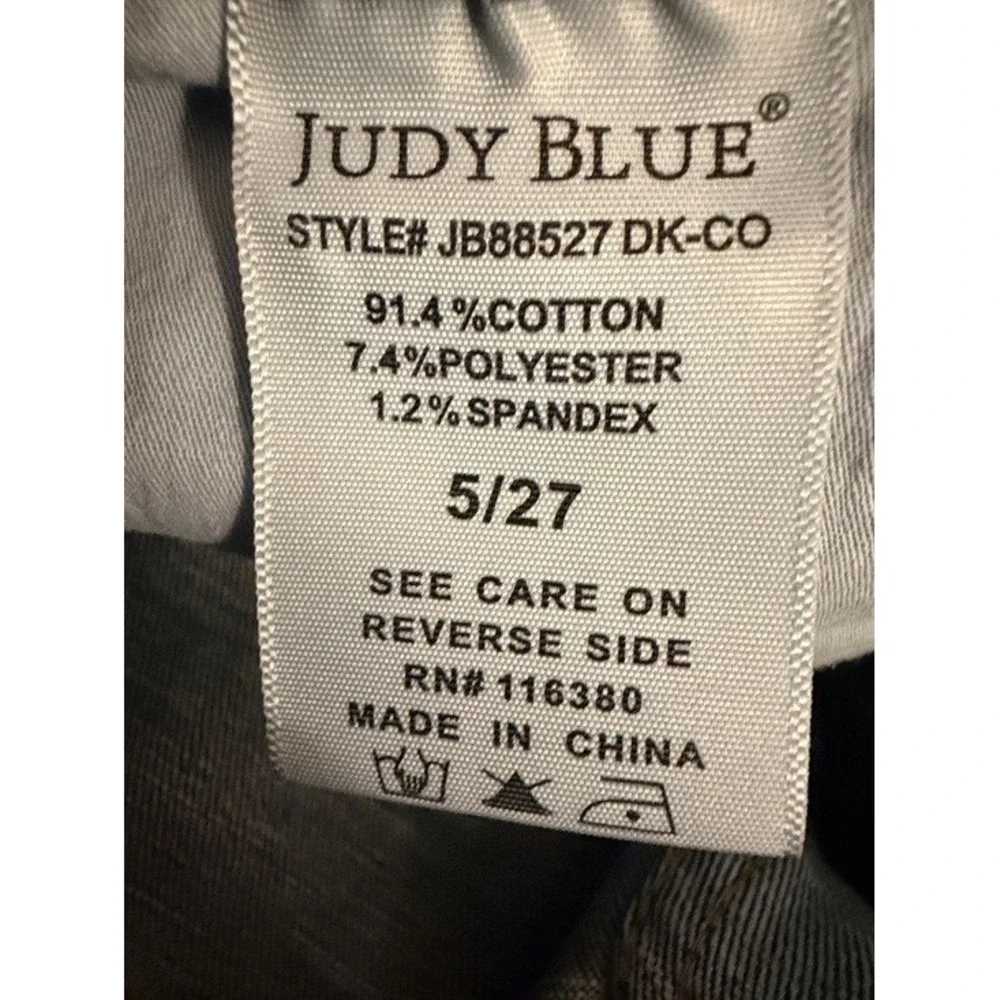 Judy Blue High Rise Skinny Jeans Dark Wash Raw Hem JB88527 DK-CO Women Size 5/27 - Picture 6 of 10